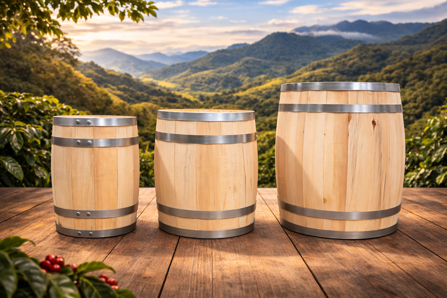 Heat Treated Aspen coffee barrels for Jamaican Blue Mountain Coffee